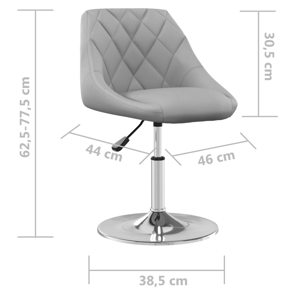 Scaune rotative de bucătărie, 2 buc., gri deschis, catifea