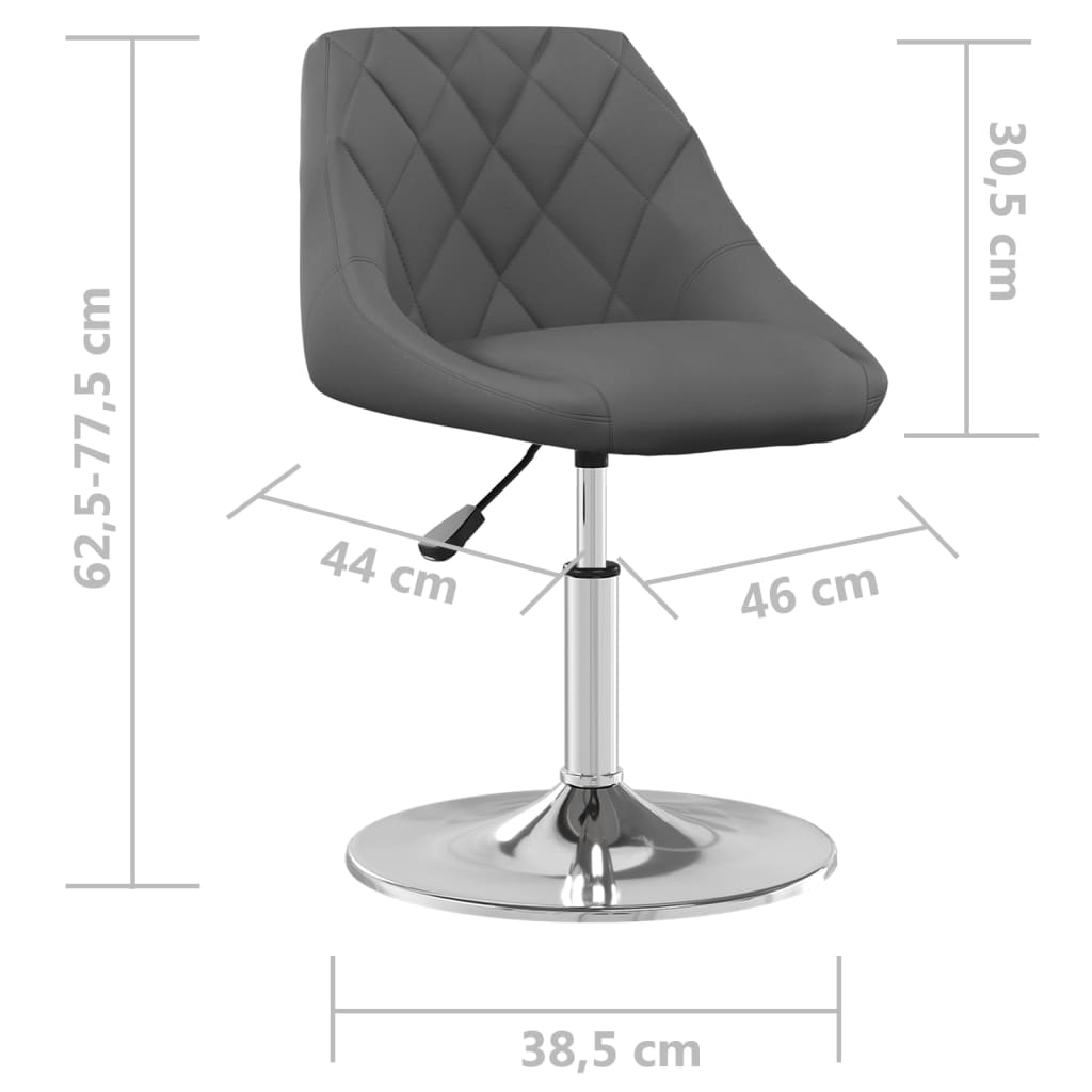 Scaune de bucătărie pivotante, 2 buc, gri închis, catifea