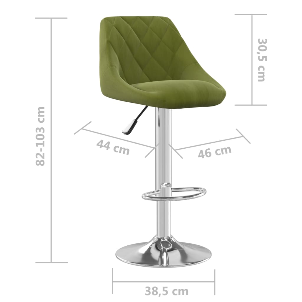 Scaune de bar, 2 buc., verde deschis, catifea