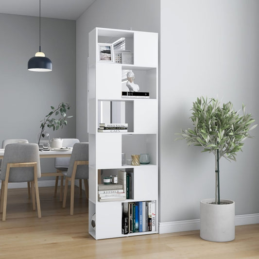 Bibliotecă/Separator cameră, alb, 60x24x186 cm