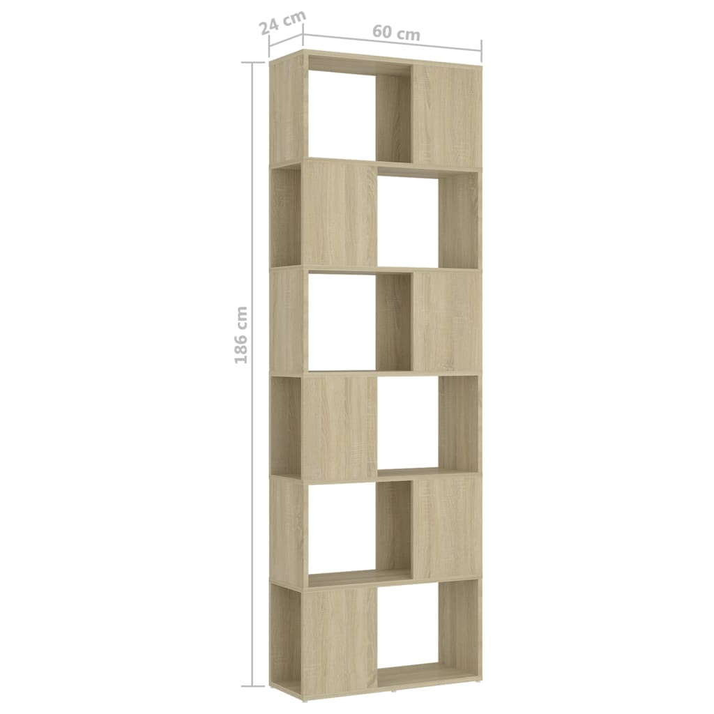 Bibliotecă/Separator cameră, stejar sonoma, 60x24x186 cm, PAL