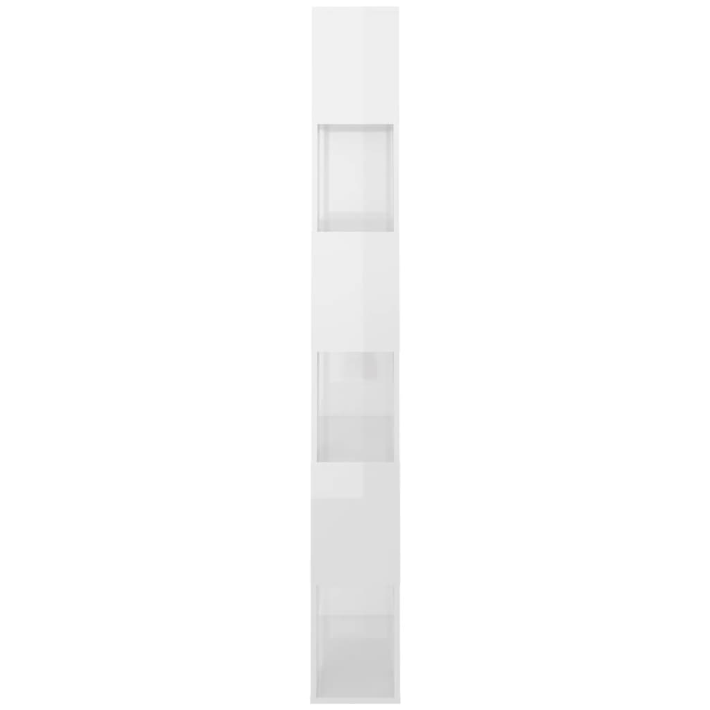 Bibliotecă/Separator cameră, alb extralucios, 80x24x186 cm, PAL