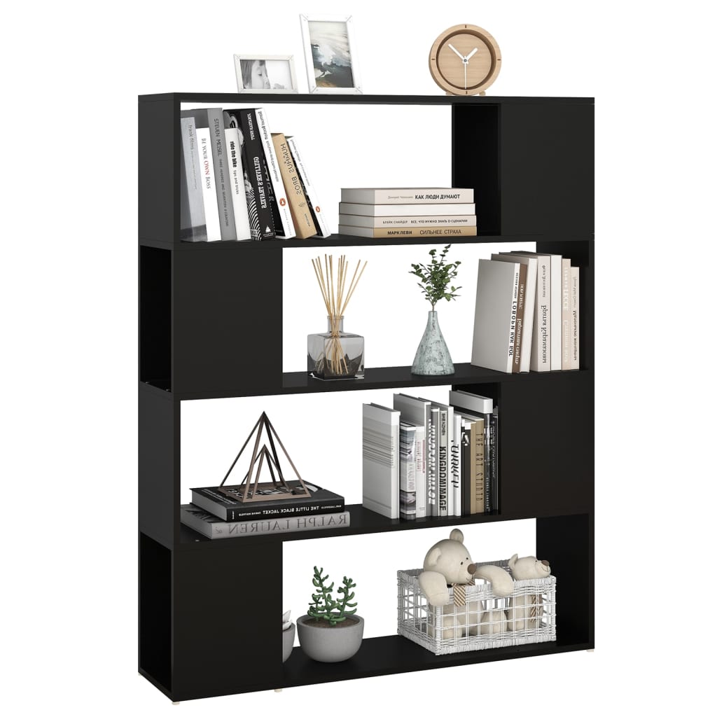 Bibliotecă/Separator cameră, negru, 100x24x124 cm