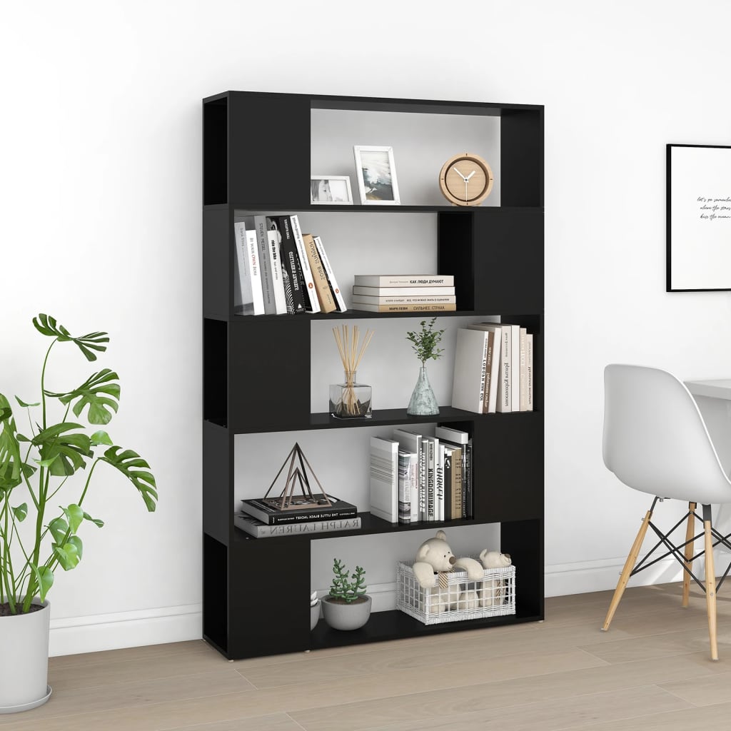 Bibliotecă/Separator cameră, negru, 100x24x155 cm, PAL