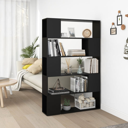 Bibliotecă/Separator cameră, negru, 100x24x155 cm, PAL