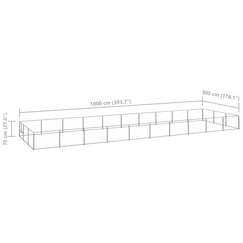 Padoc pentru câini, argintiu, 30 m², oțel