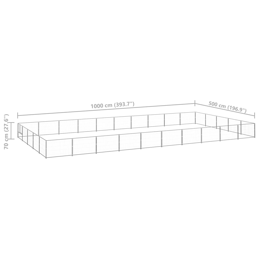 Padoc pentru câini, argintiu, 50 m², oțel