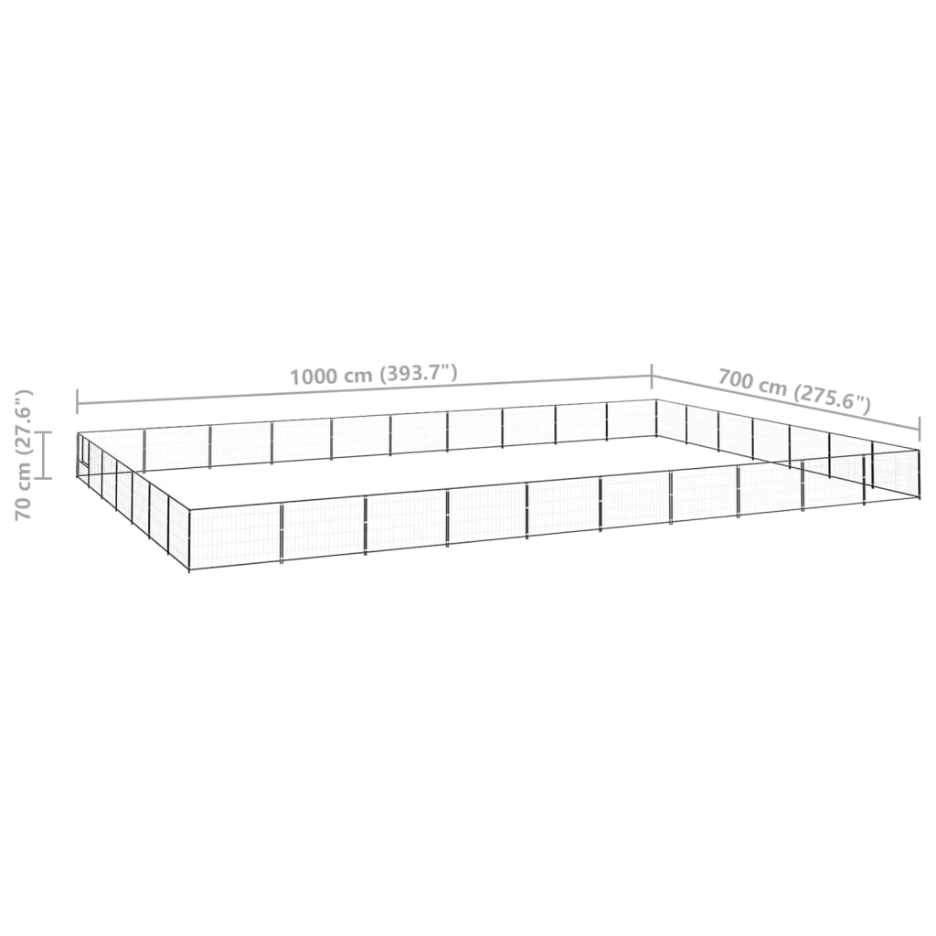 Padoc pentru câini, negru, 70 m², oțel