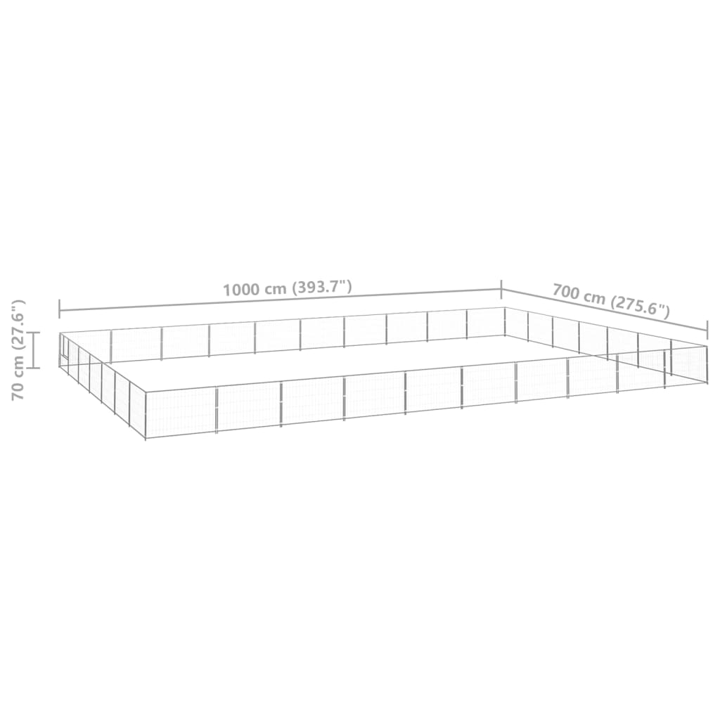 Padoc pentru câini, argintiu, 70 m², oțel