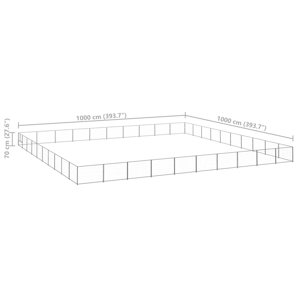 Padoc pentru câini, argintiu, 100 m², oțel