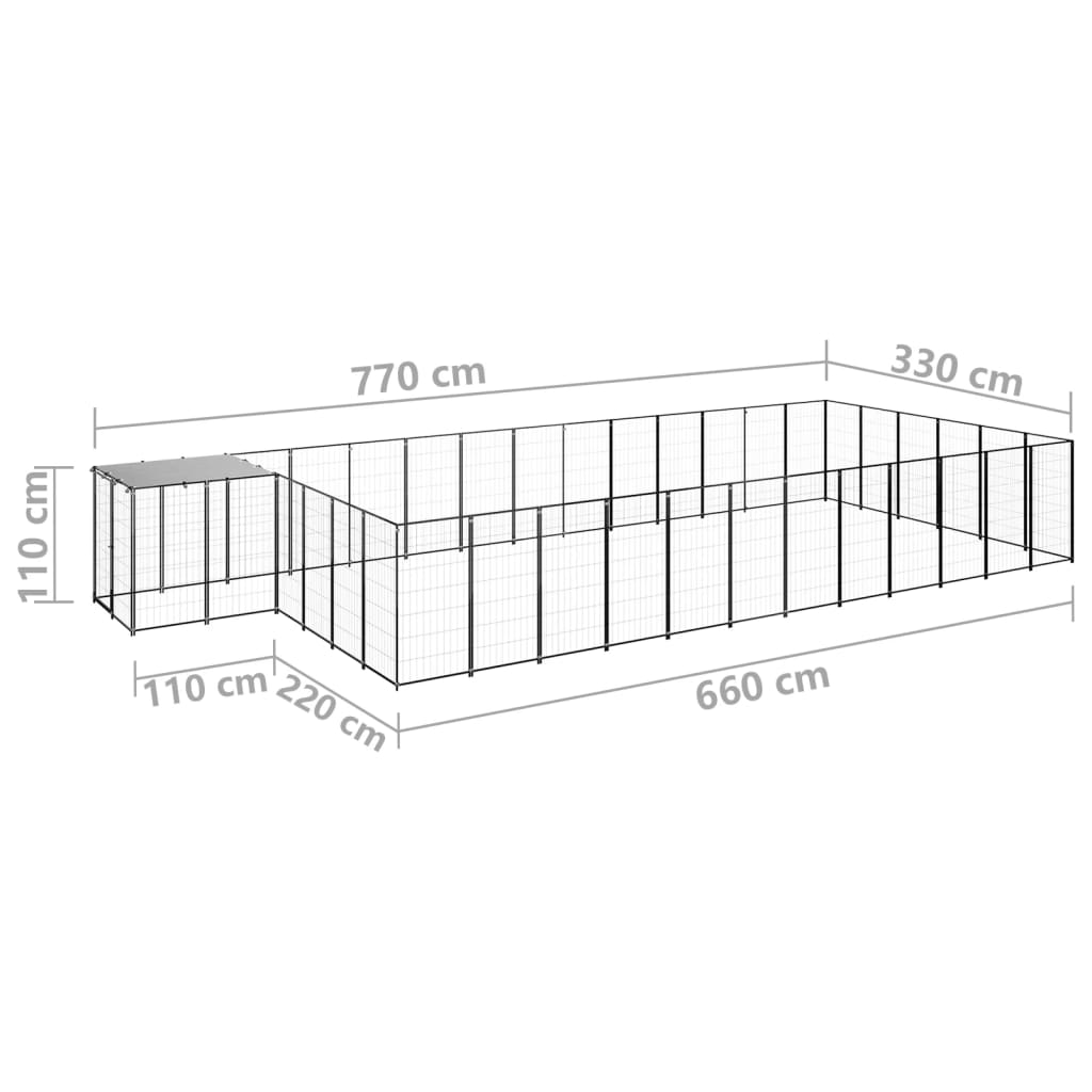 Padoc pentru câini, negru, 22,99 m², oțel