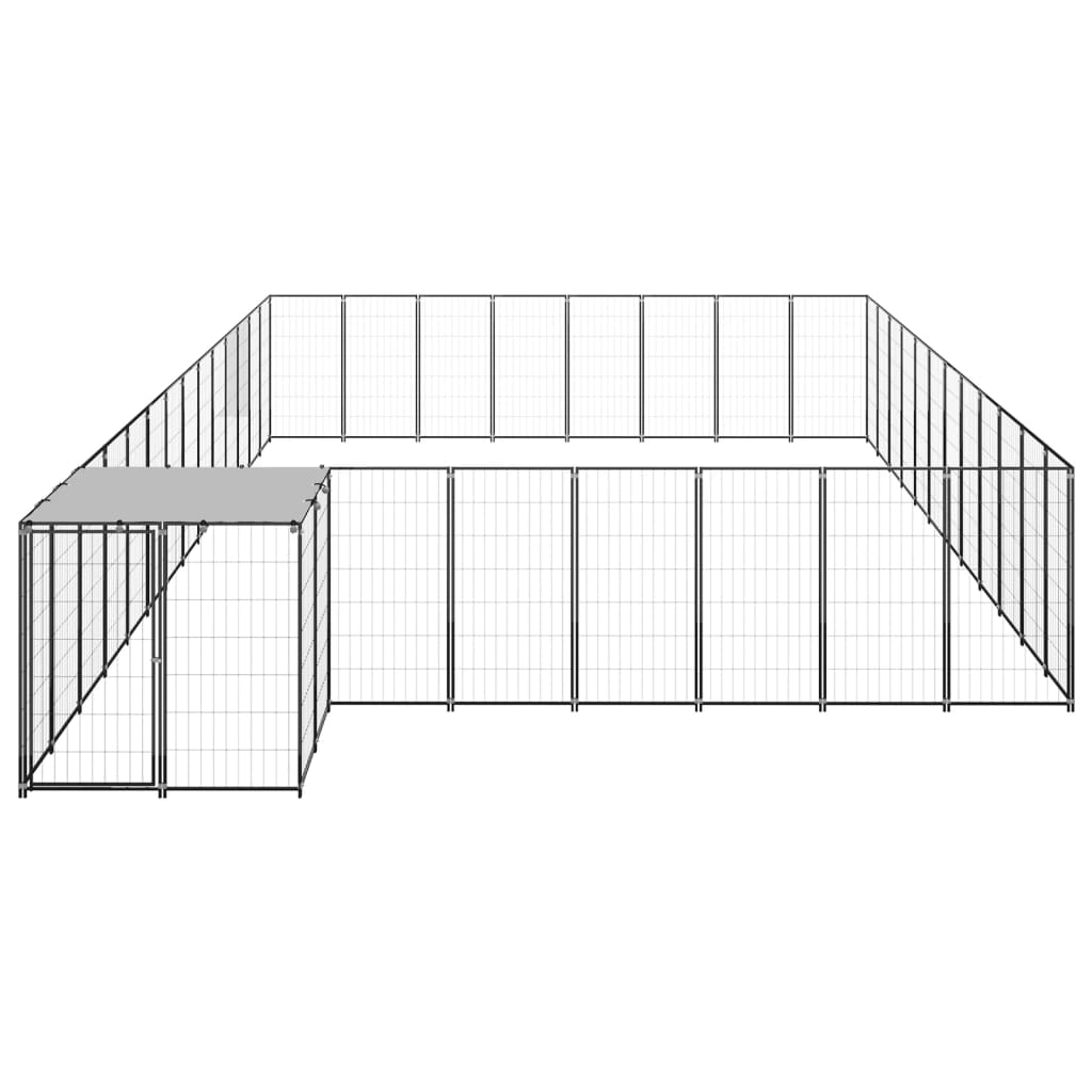 Padoc pentru câini, negru, 30,25 m², oțel