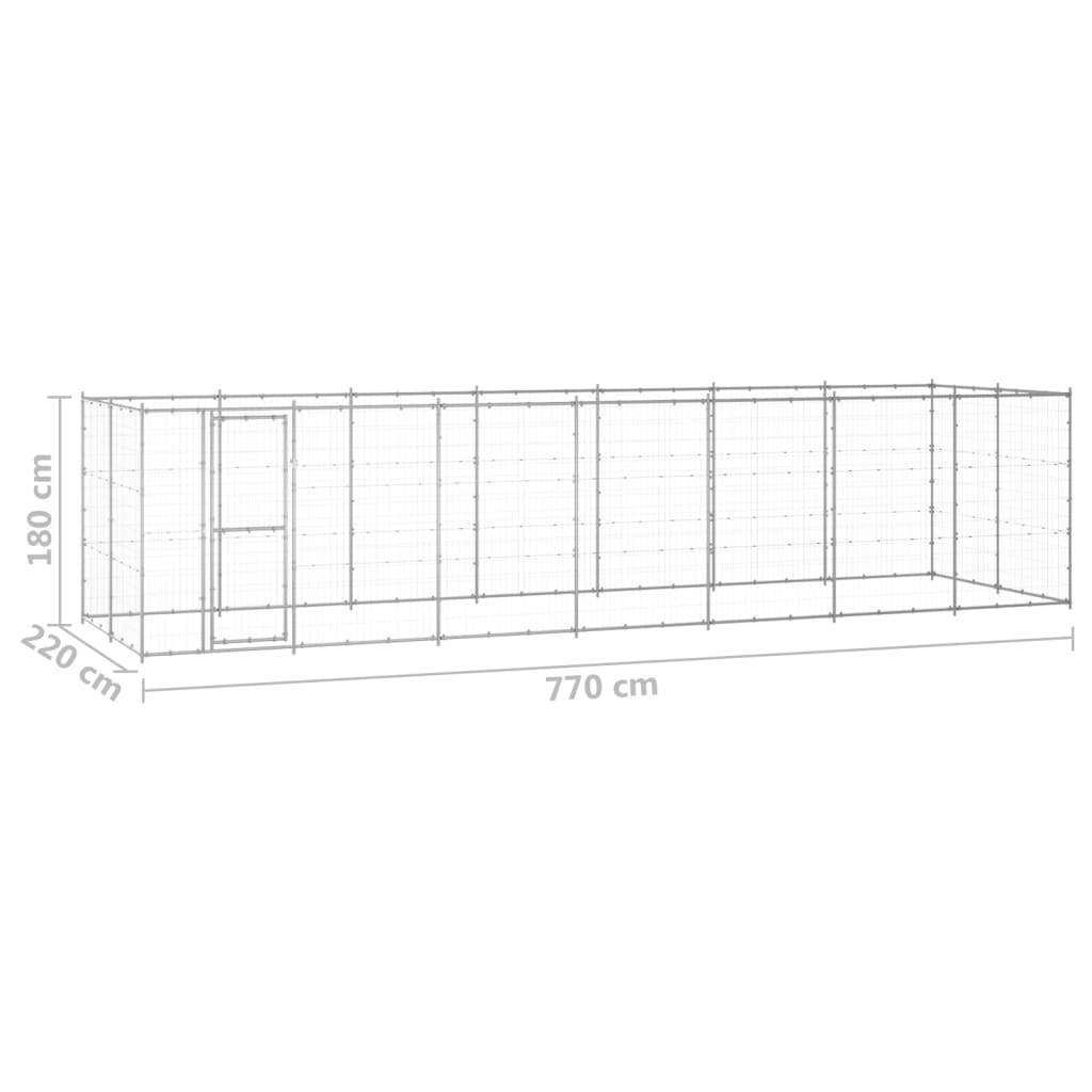 Padoc pentru câini de exterior, 16,94 m², oțel galvanizat