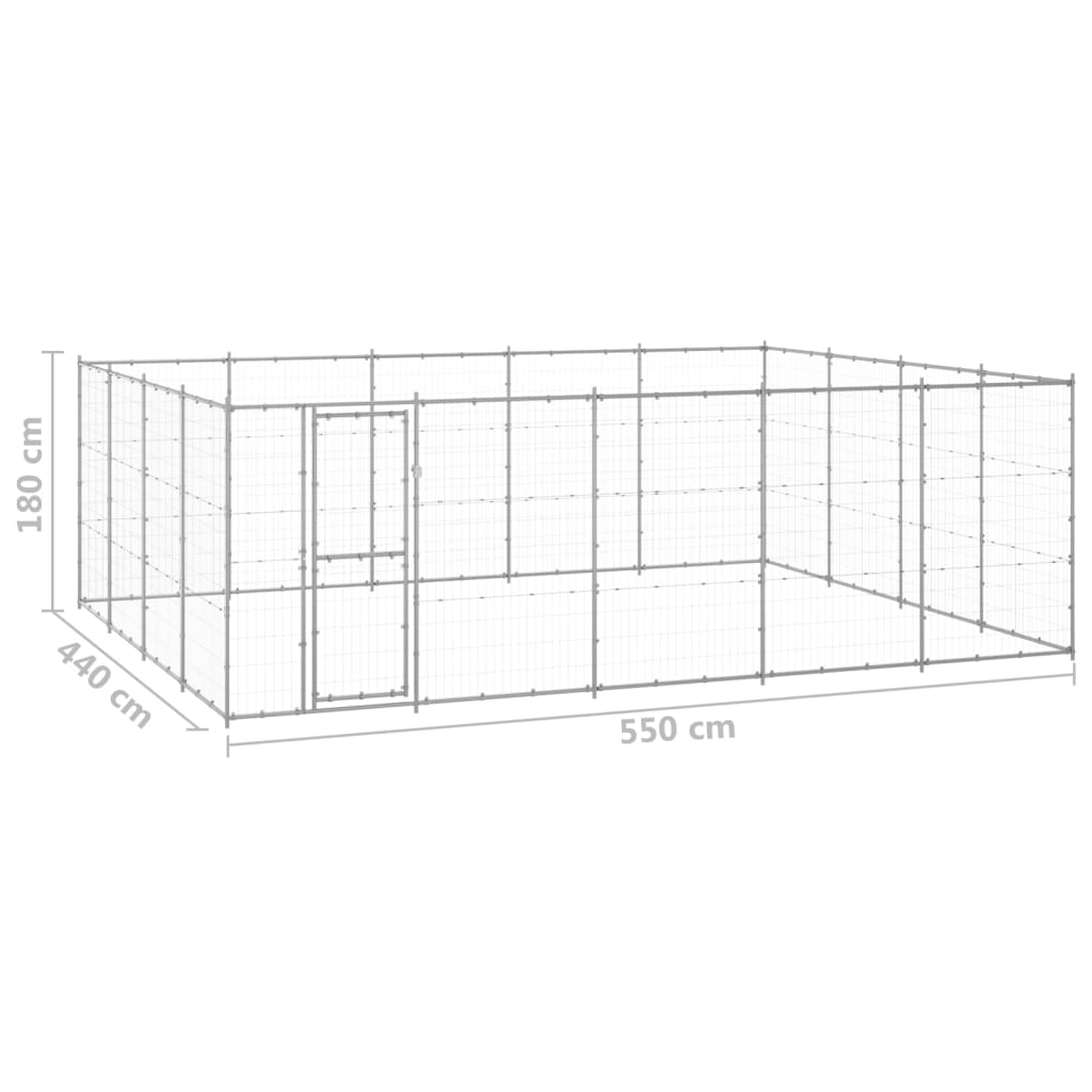 Padoc pentru câini de exterior, 24,2 m², oțel galvanizat