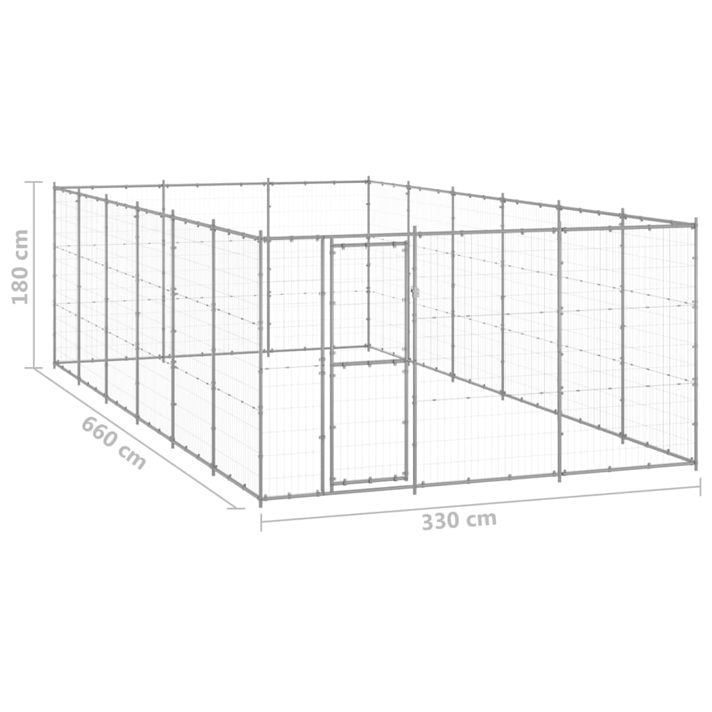 Padoc pentru câini de exterior, 21,78 m², oțel galvanizat