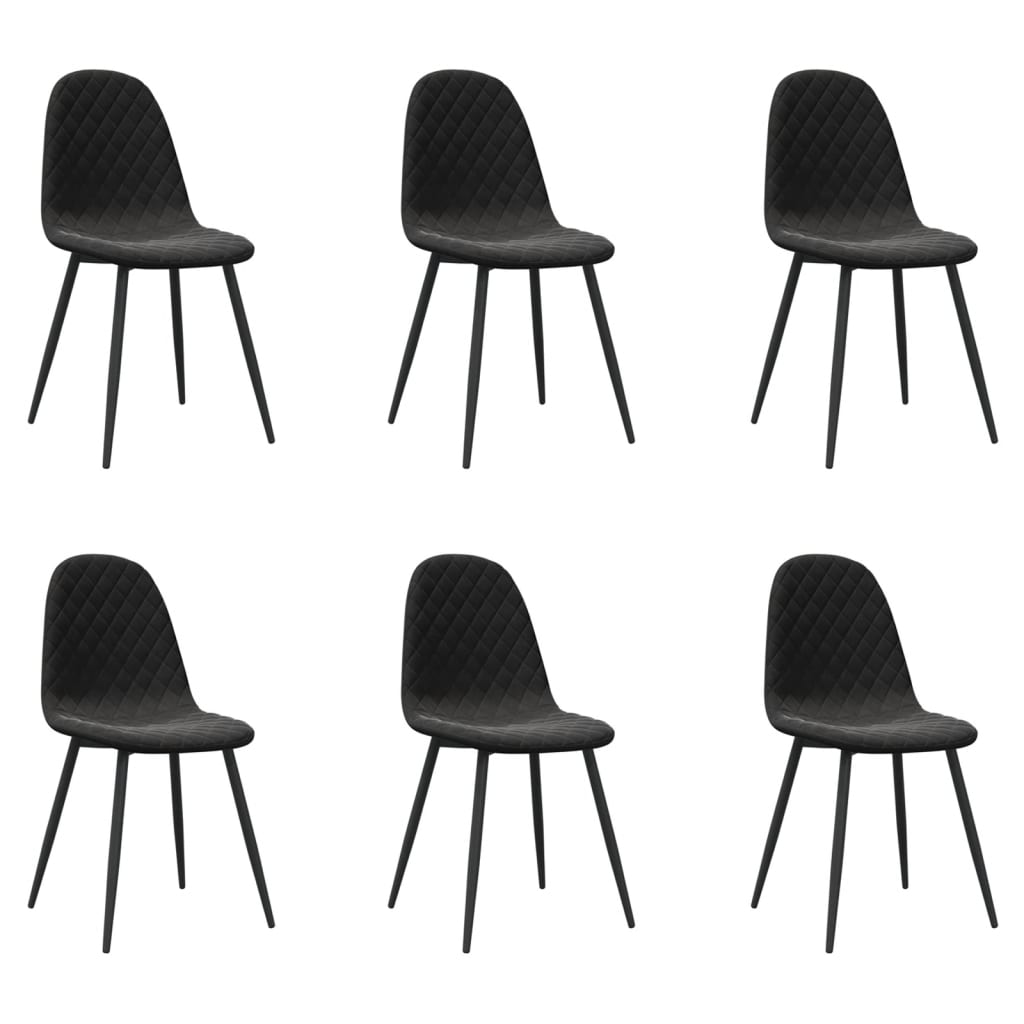 Scaune de sufragerie, 6 buc, negru, catifea