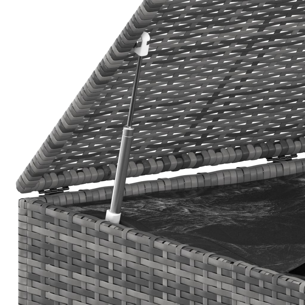 Ladă grădină pentru perne, gri, 145x100x103 cm, ratan PE