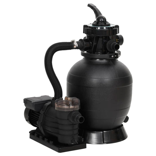 Filtru de nisip pentru piscină cu prefiltru, negru