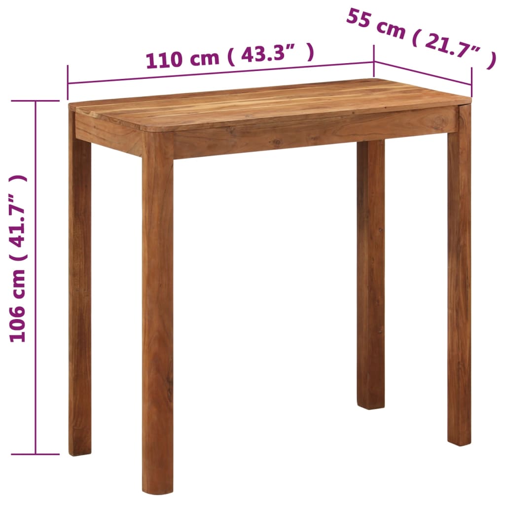 Masă bar, 110x55x106 cm, lemn masiv acacia cu finisaj tip miere