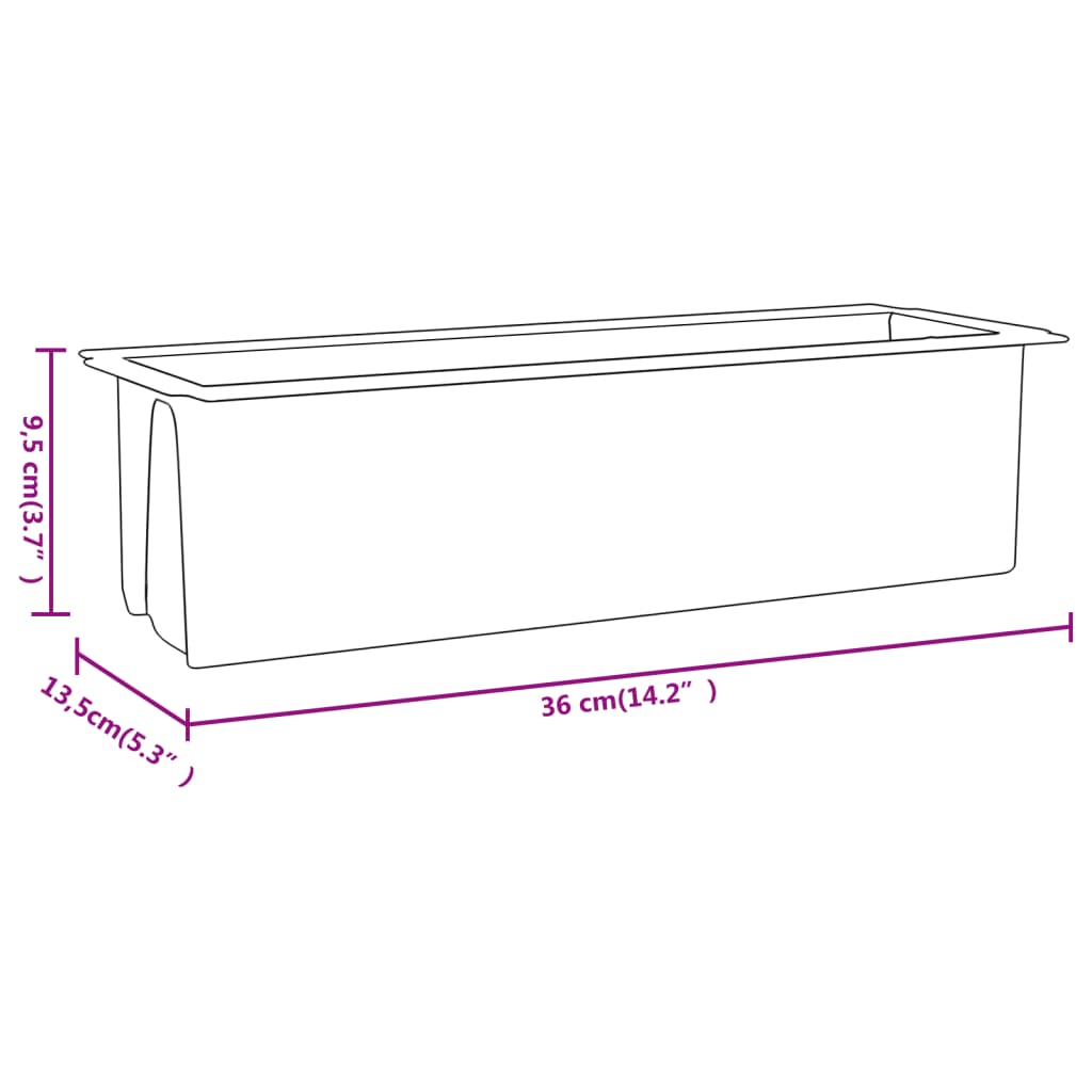 Cutii de flori pentru europaleți 12 buc. gri 36x13,5x9,5 cm PP