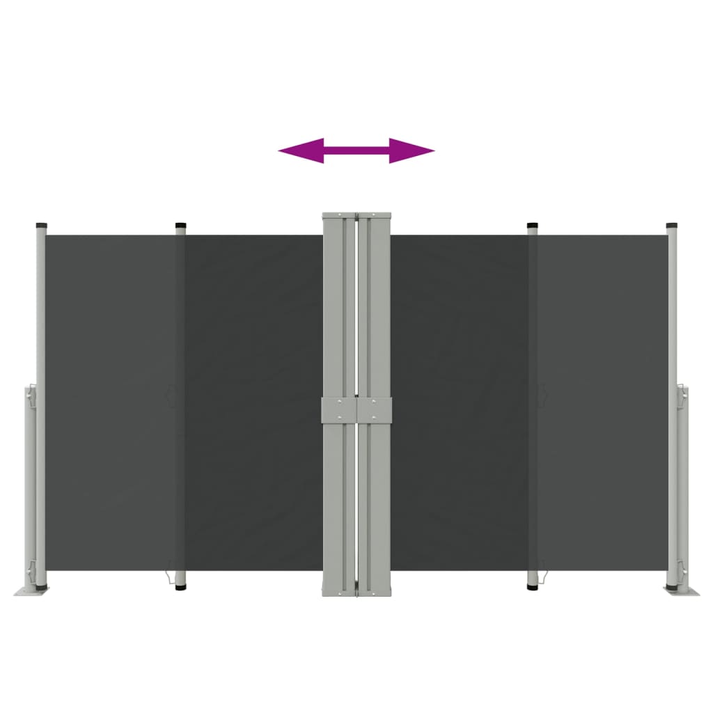 Copertina laterală retractabilă, negru, 140x1200 cm