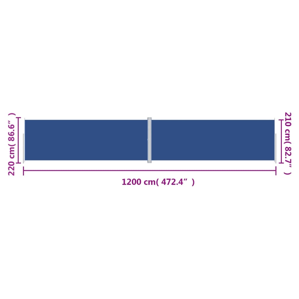 Copertină laterală retractabilă, albastru, 220x1200 cm