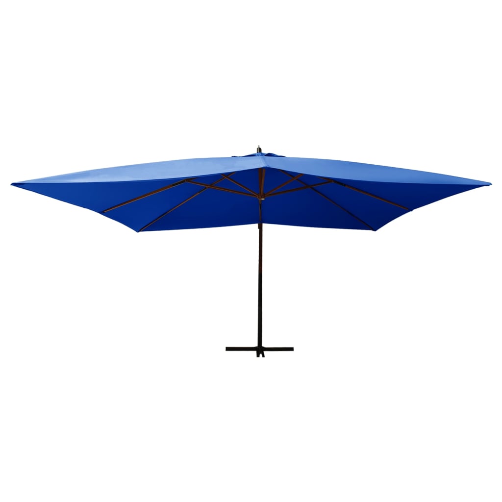 Umbrelă de grădină consolă stâlp lemn albastru azur 400 x 300cm