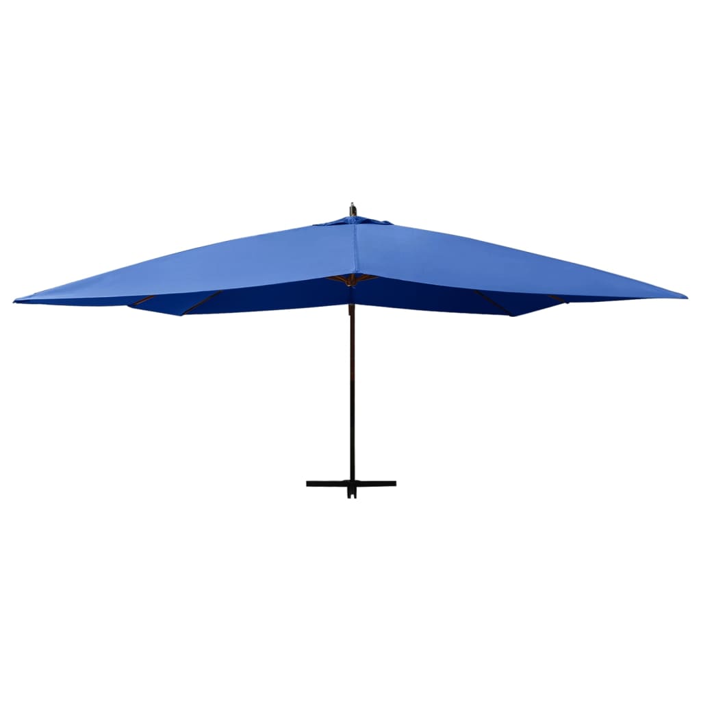 Umbrelă de grădină consolă stâlp lemn albastru azur 400 x 300cm