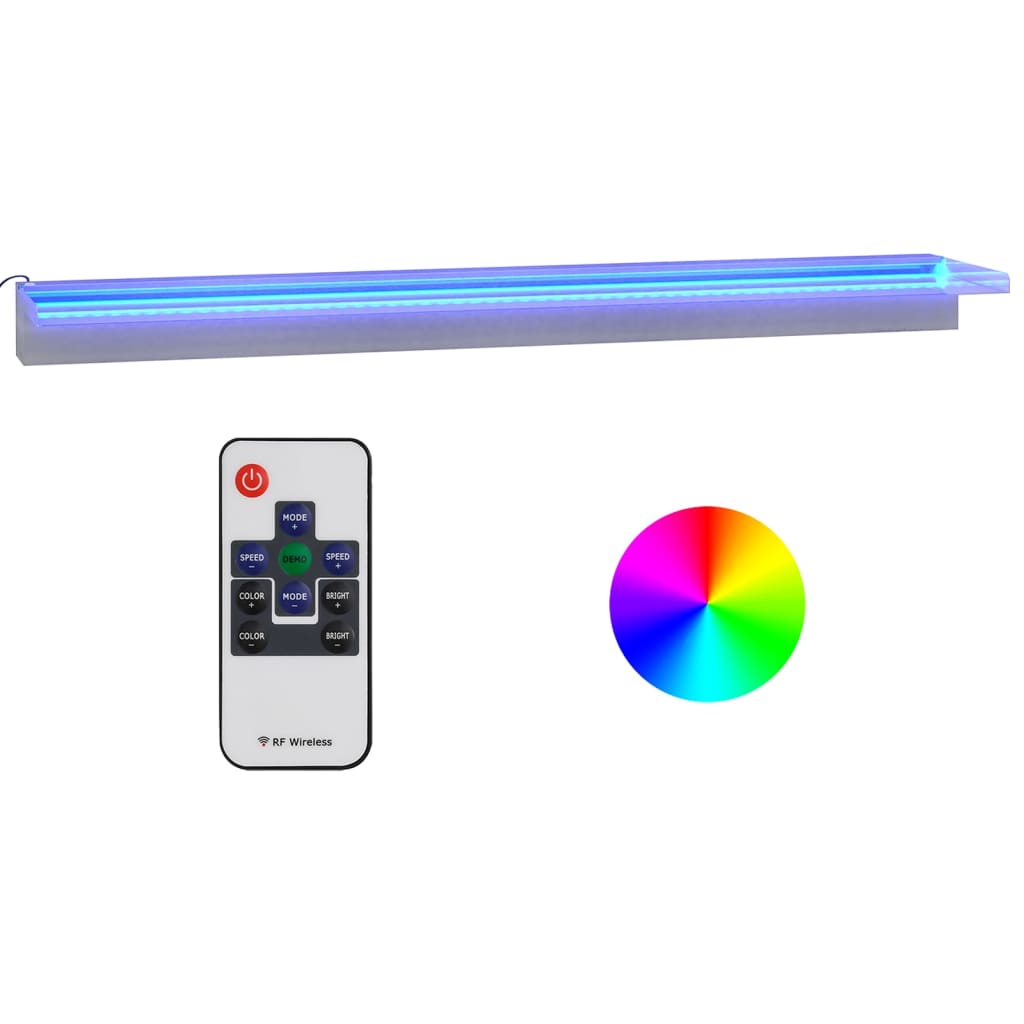 Deversor de cascadă cu LED-uri RGB, 108 cm, oțel inoxidabil