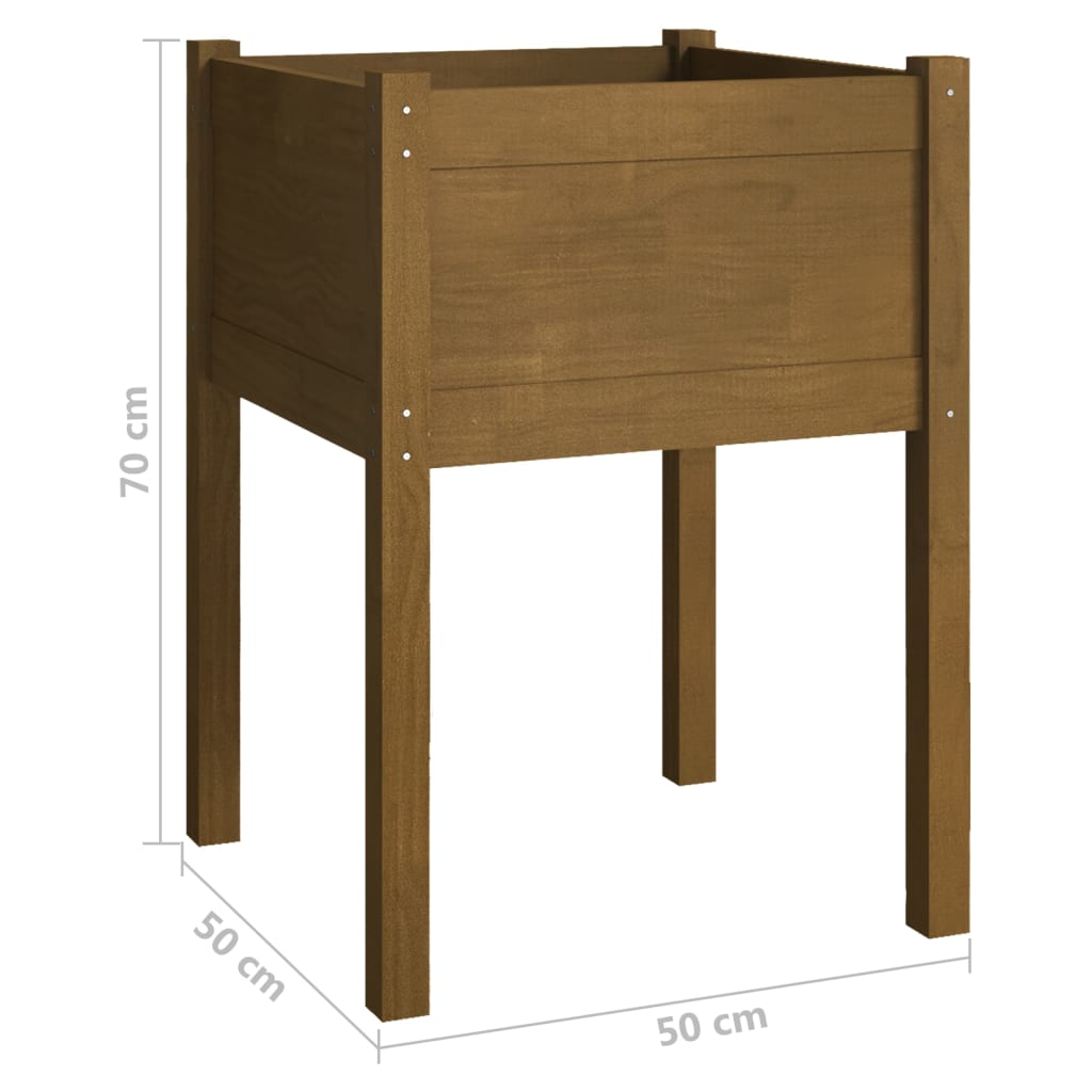 Jardiniere grădină 2 buc. maro miere 50x50x70 cm lemn masiv pin