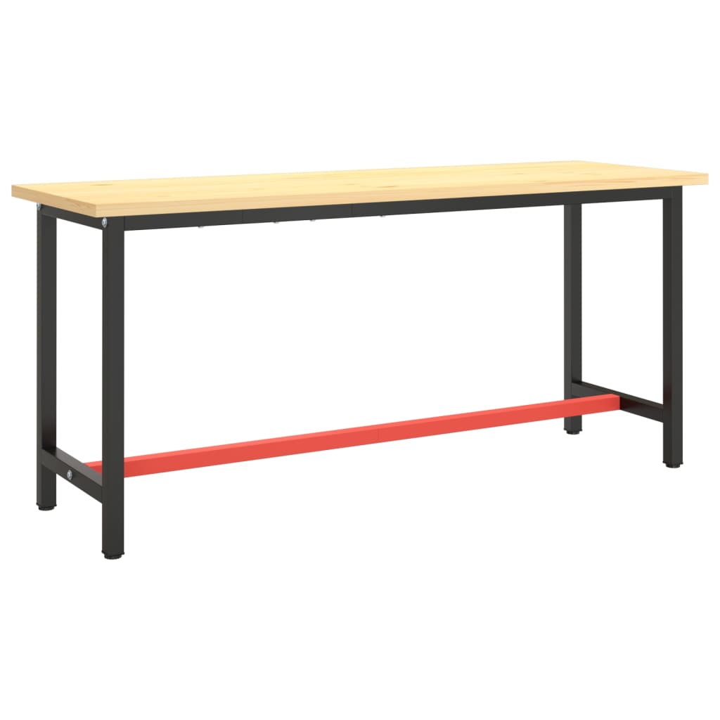 Cadru banc de lucru, negru mat/roșu mat, 170x50x79 cm, metal