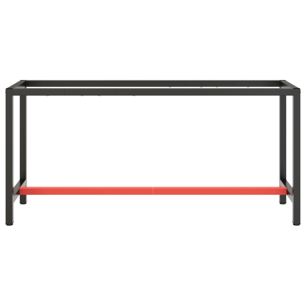 Cadru banc de lucru, negru mat/roșu mat, 170x50x79 cm, metal