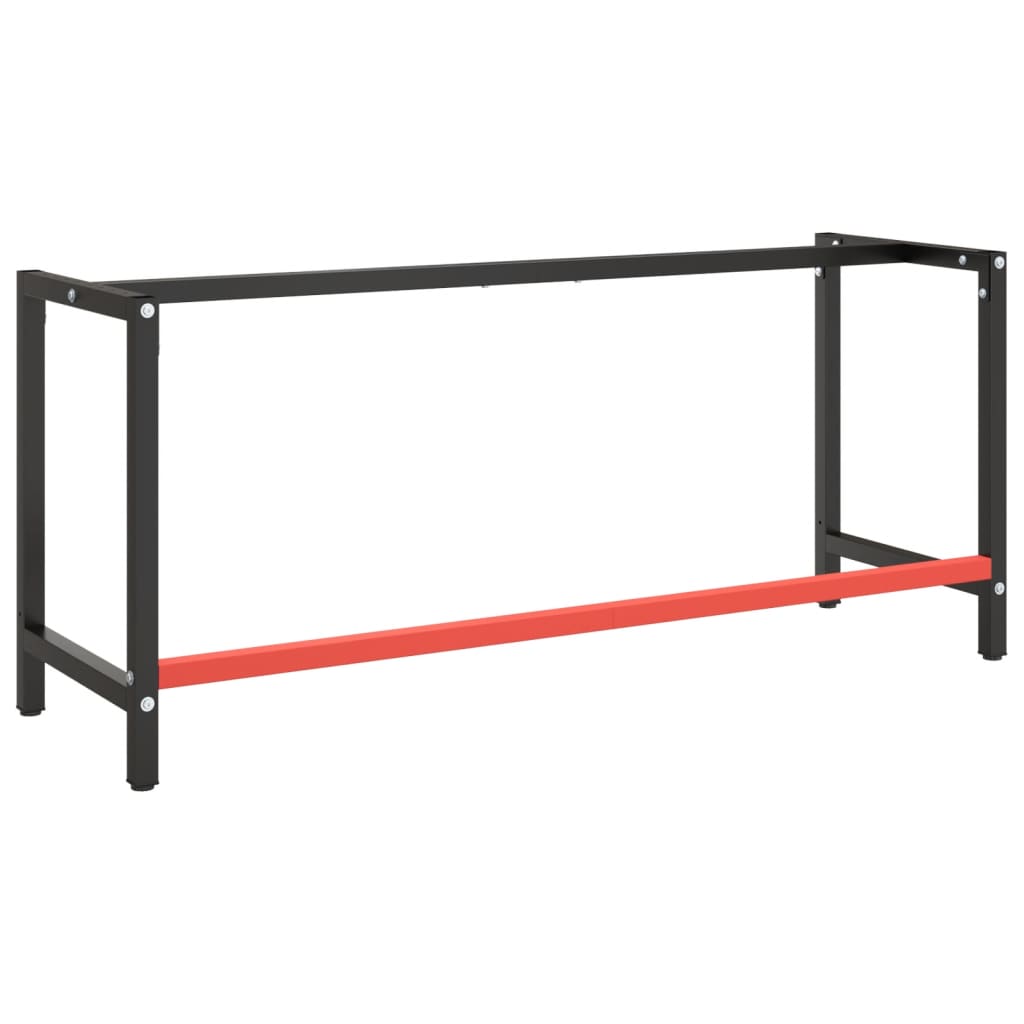 Cadru banc de lucru, negru mat/roșu mat, 180x57x79 cm, metal