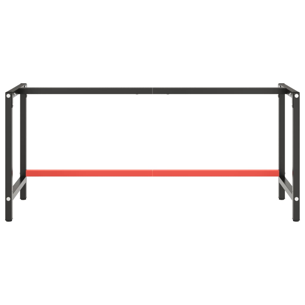 Cadru banc de lucru, negru mat/roșu mat, 180x57x79 cm, metal