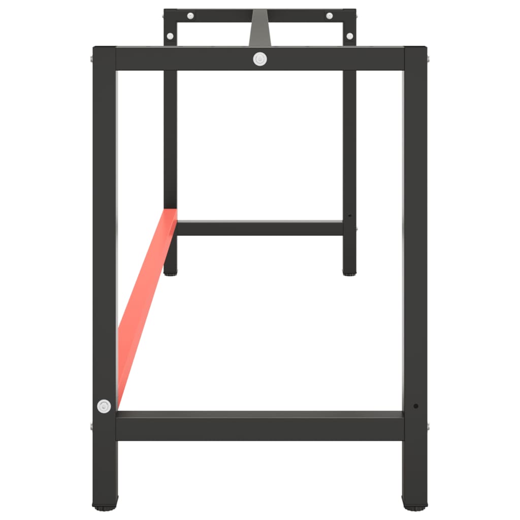 Cadru banc de lucru, negru mat/roșu mat, 180x57x79 cm, metal