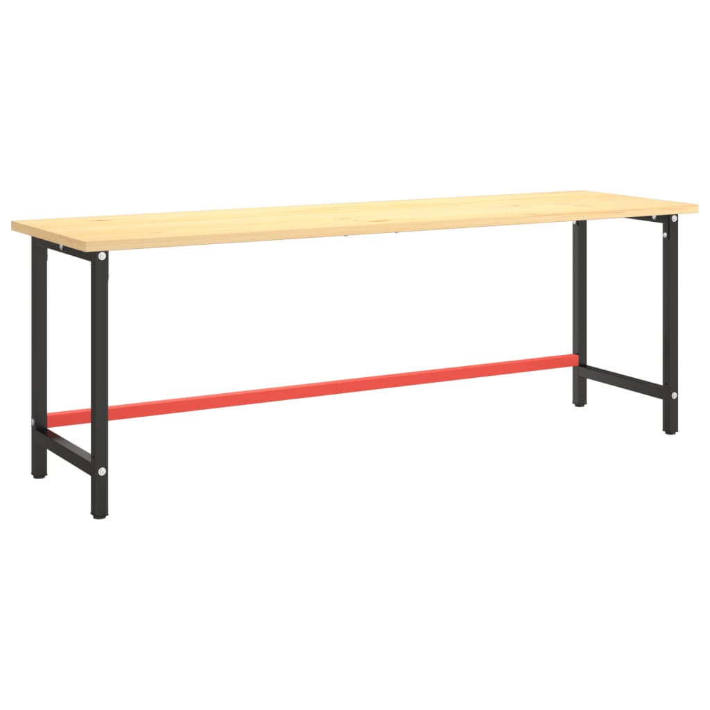 Cadru banc de lucru, negru mat/roșu mat, 220x57x79 cm, metal