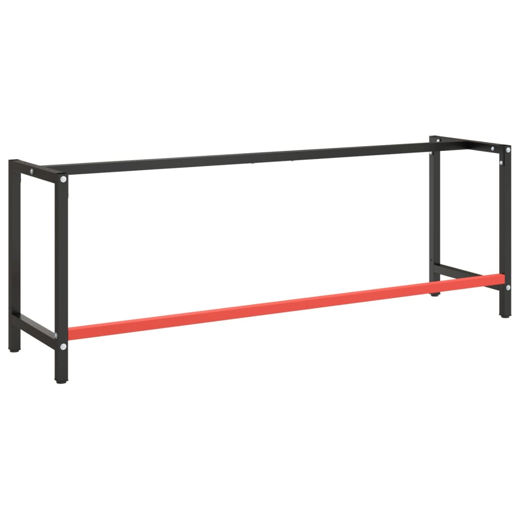 Cadru banc de lucru, negru mat/roșu mat, 220x57x79 cm, metal