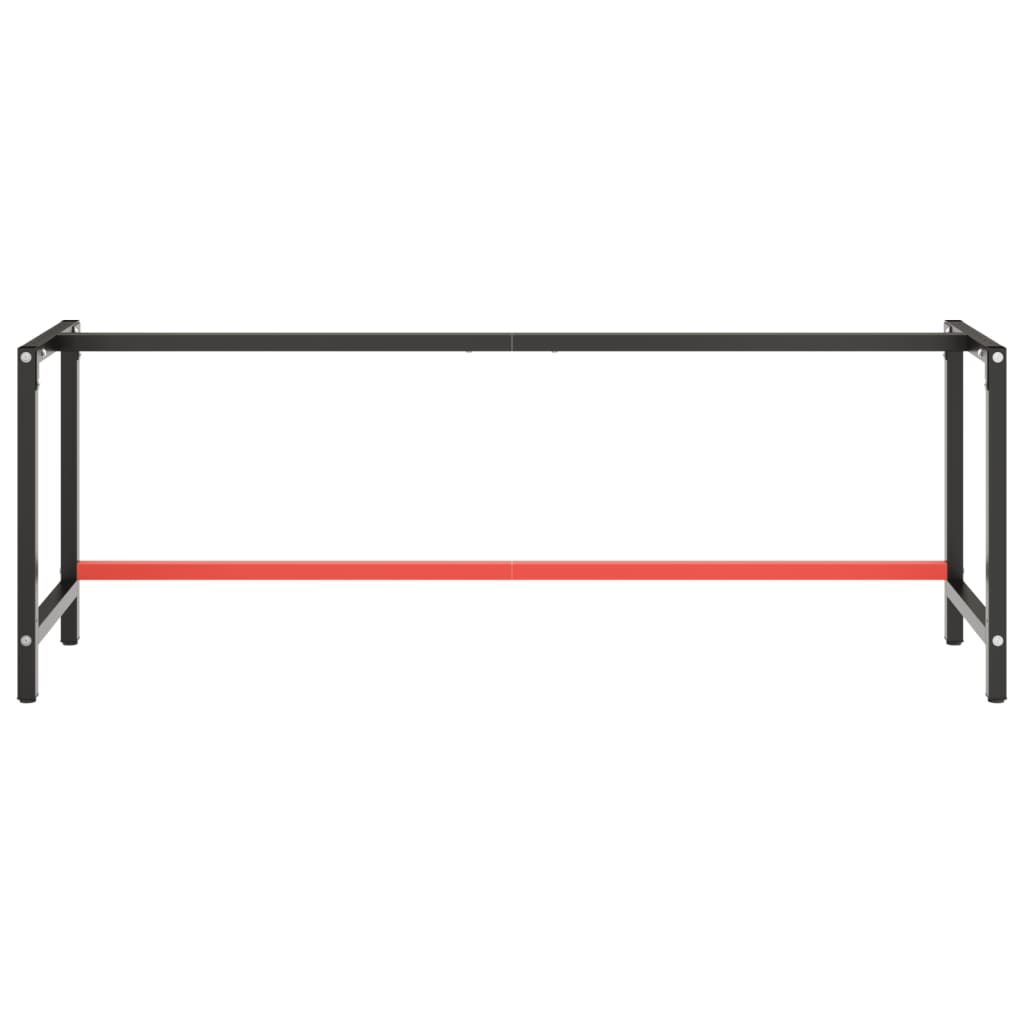 Cadru banc de lucru, negru mat/roșu mat, 220x57x79 cm, metal