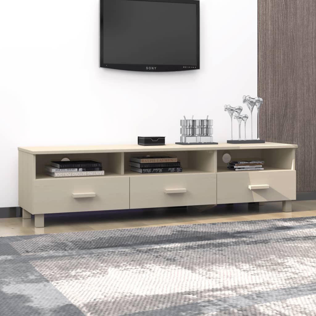 Dulap TV „HAMAR”, maro miere, 158x40x40 cm, lemn masiv de pin