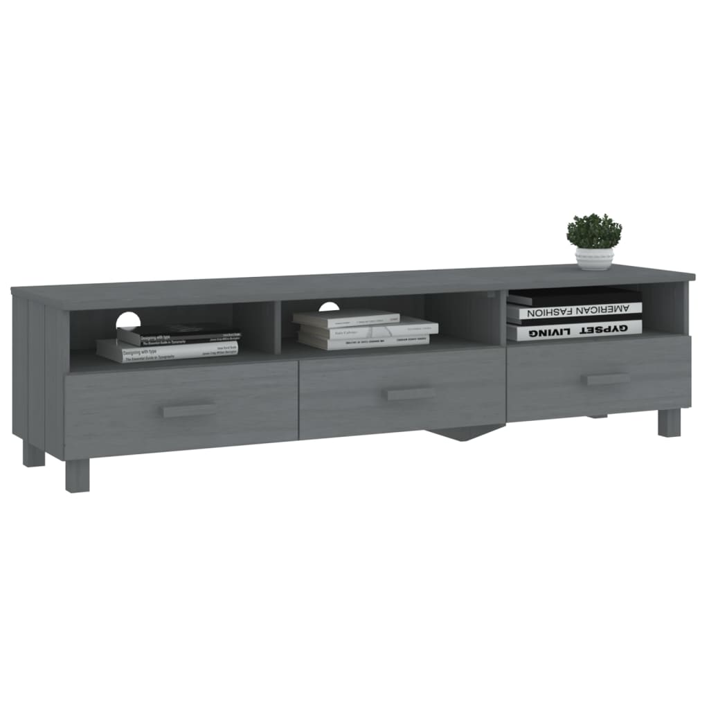 "HAMAR" TV cabinet, dark grey, 158x40x40 cm, solid pine wood