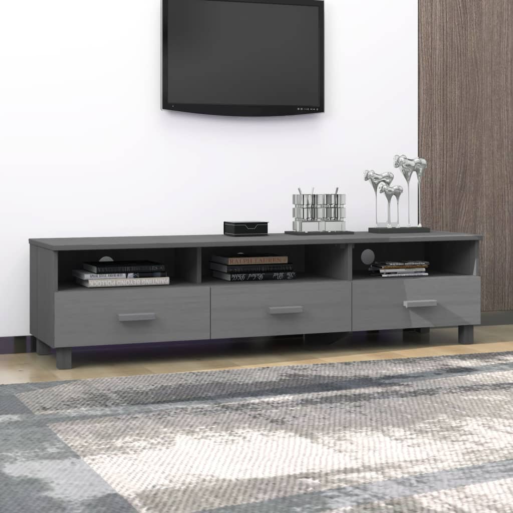 "HAMAR" TV cabinet, dark grey, 158x40x40 cm, solid pine wood
