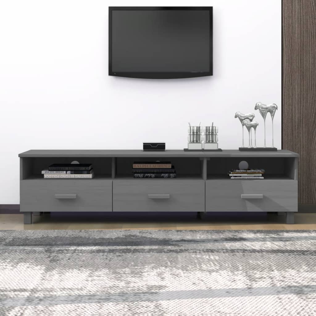 "HAMAR" TV cabinet, dark grey, 158x40x40 cm, solid pine wood
