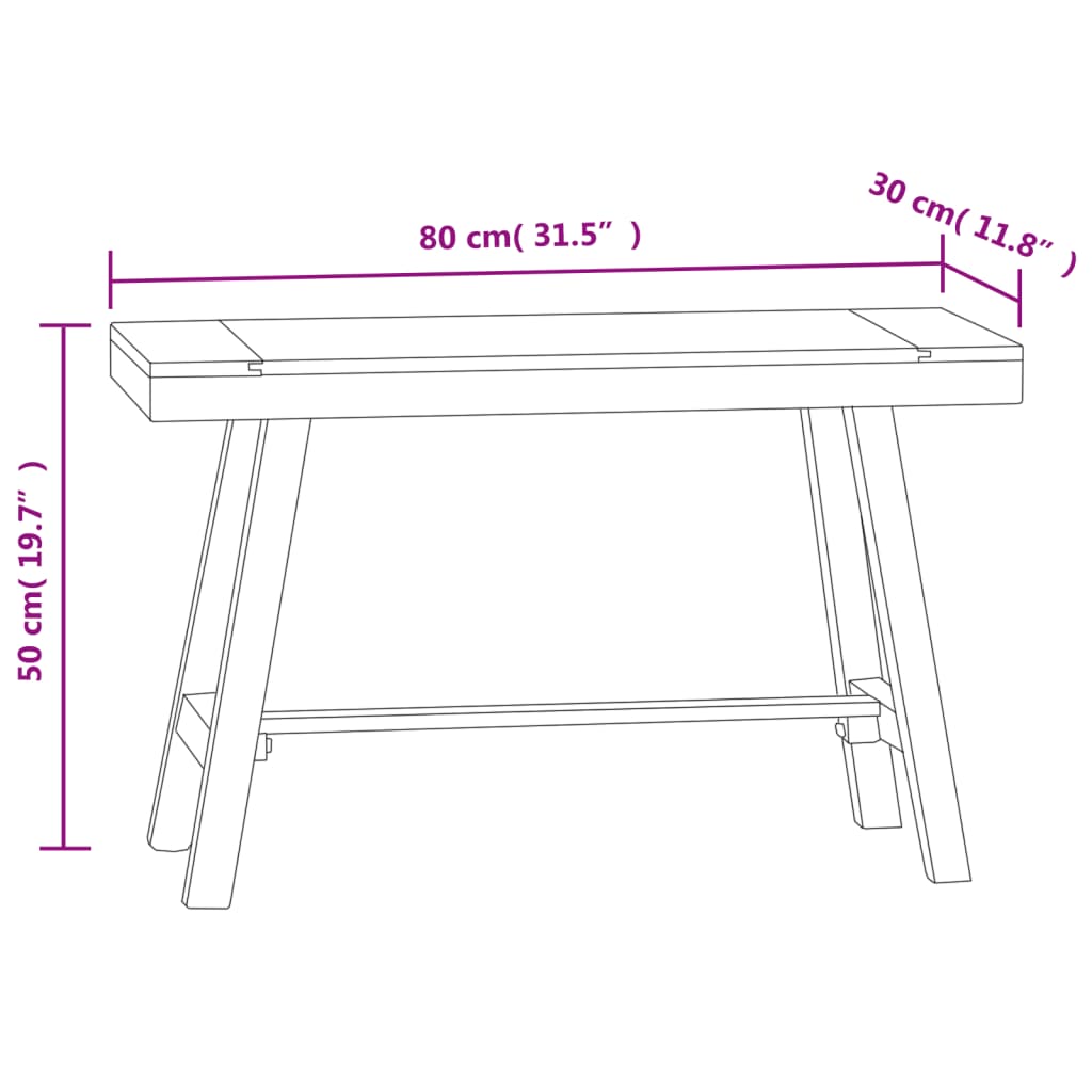 Bancă, 80 cm, lemn masiv de tec