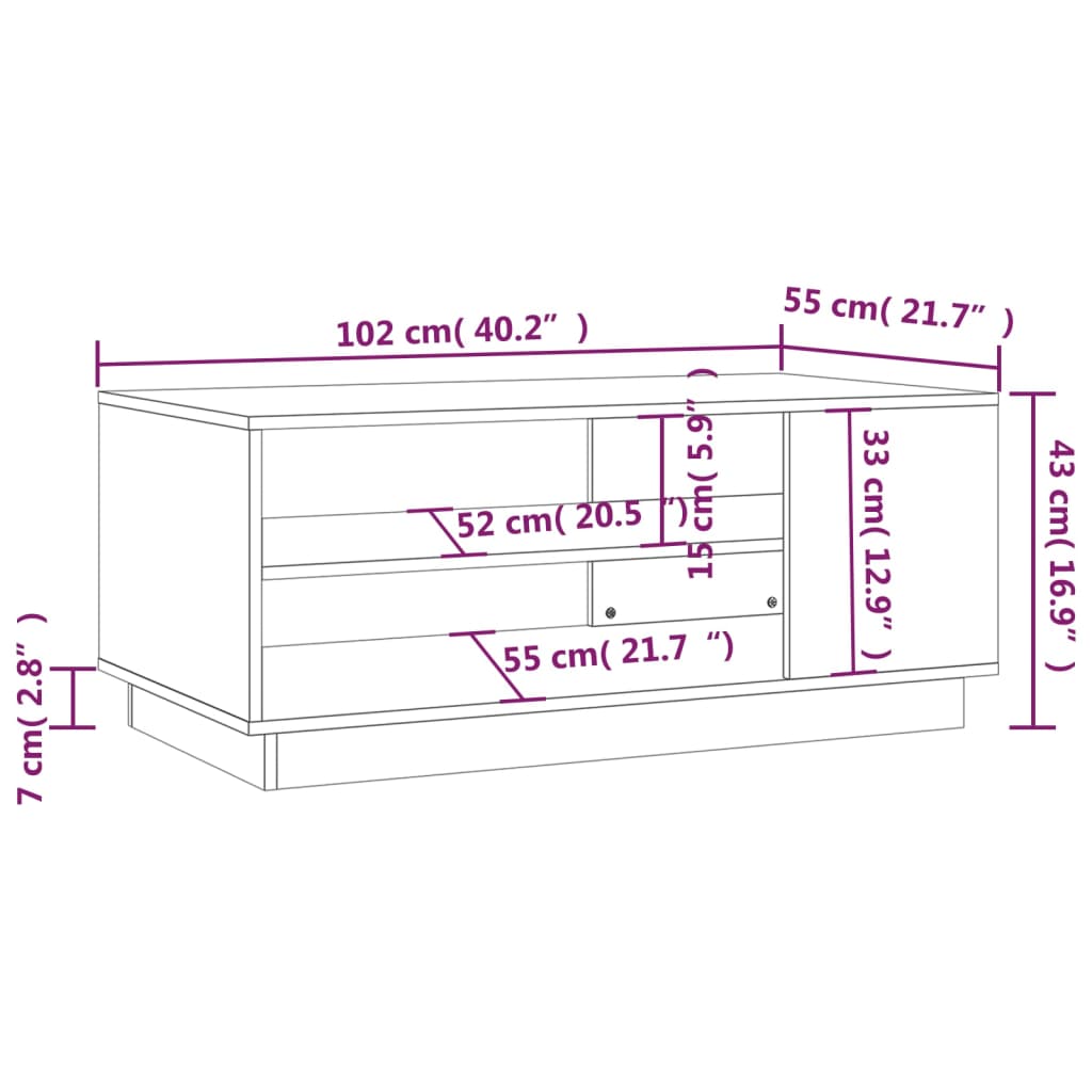 Măsuță de cafea, gri beton, 102x55x43 cm, lemn prelucrat