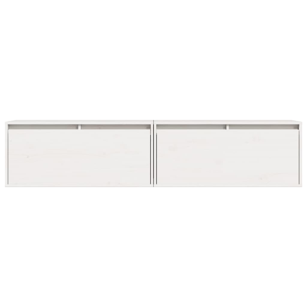 Dulapuri de perete 2 buc. alb, 80x30x35 cm, lemn masiv de pin