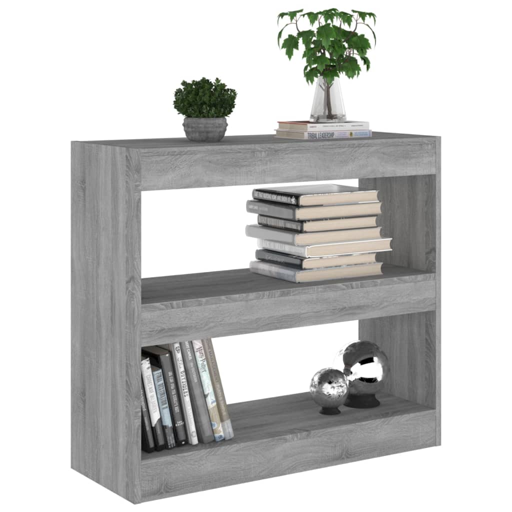 Bibliotecă/Separator cameră, gri sonoma, 80x30x72 cm, PAL
