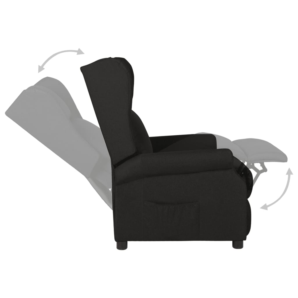 Fotoliu rabatabil, negru, material textil