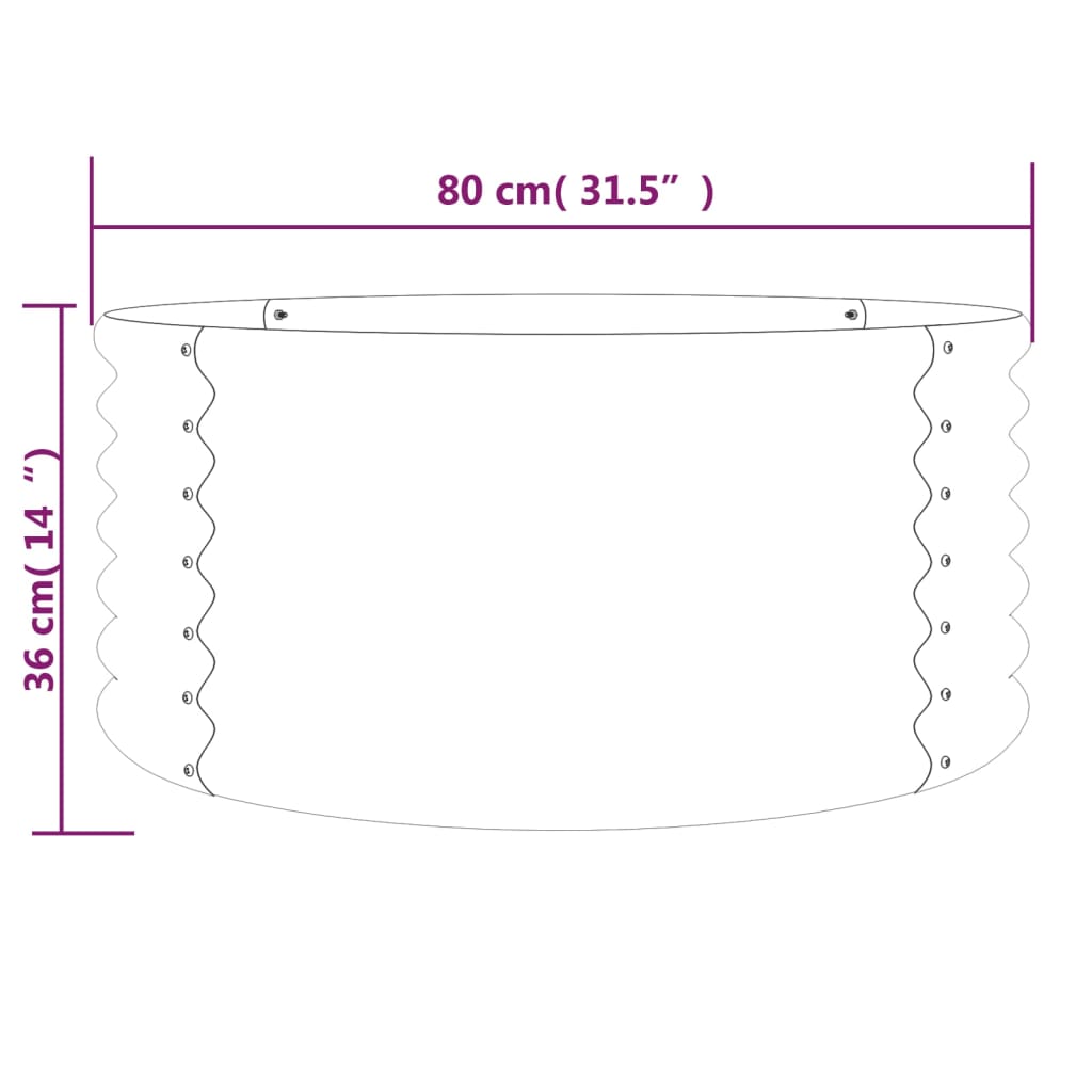Jardinieră argintiu 80x80x36 cm oțel vopsit electrostatic