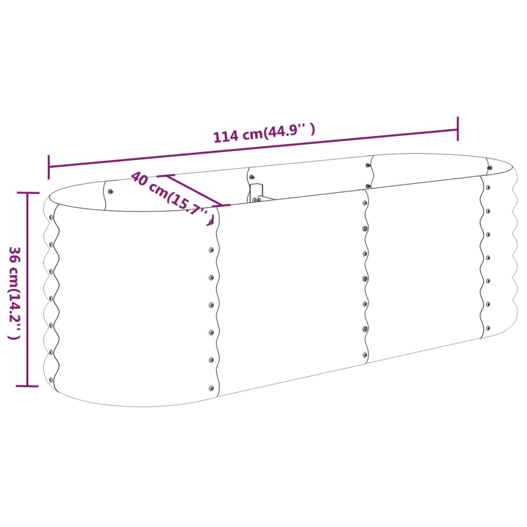 Strat înălțat grădină 114x40x36 cm oțel vopsit electrostatic