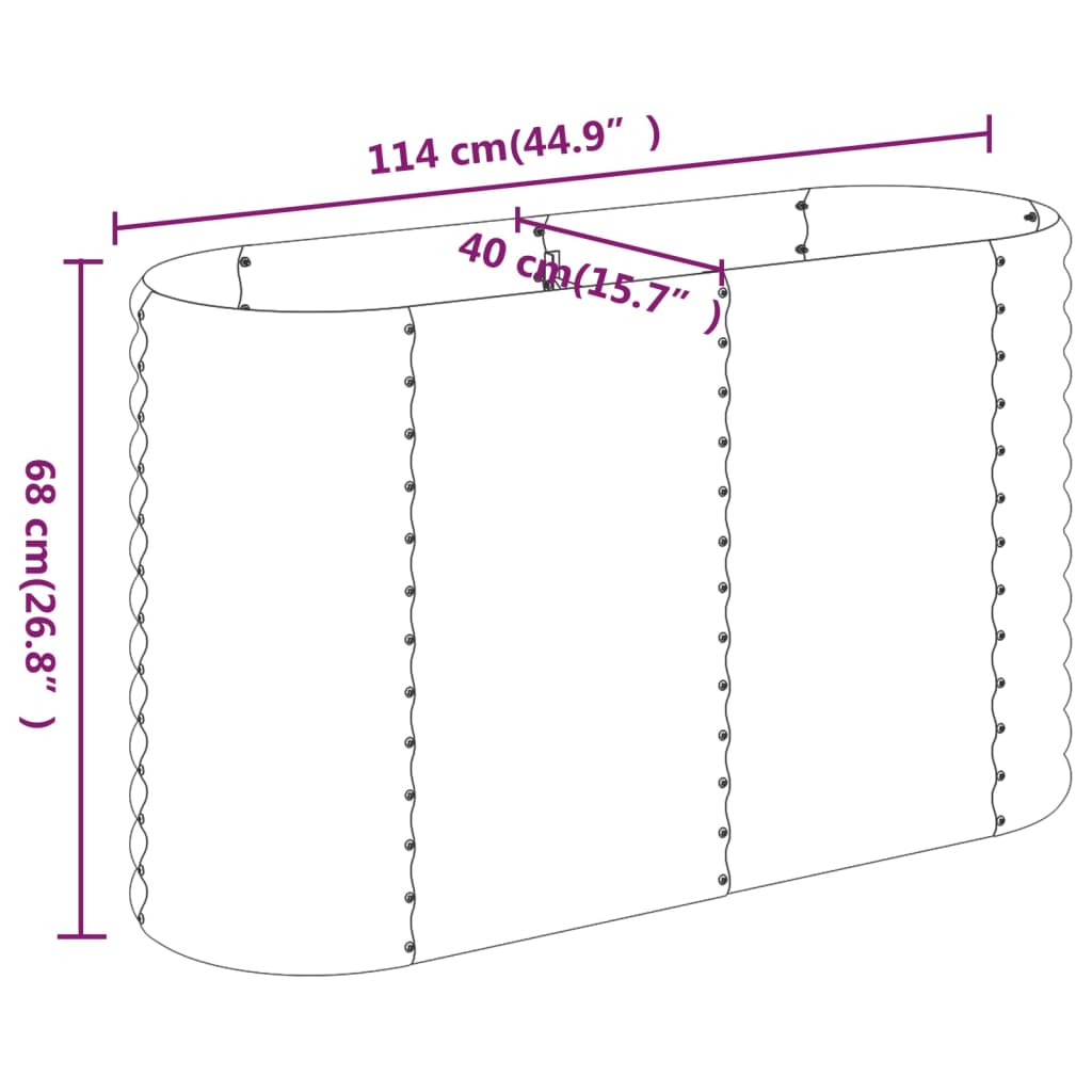 Strat înălțat grădină 114x40x68 cm oțel vopsit electrostatic